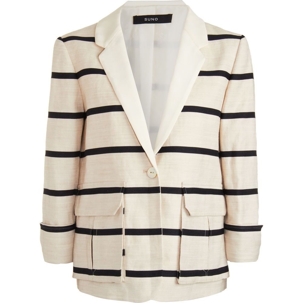 SUNO Striped Linen & Silk Blazer, XS